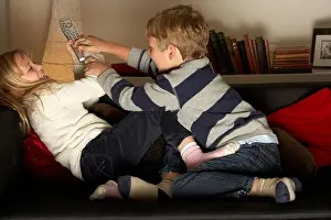 Brother Prints: Brother And Sister Fighting Over Remote Control