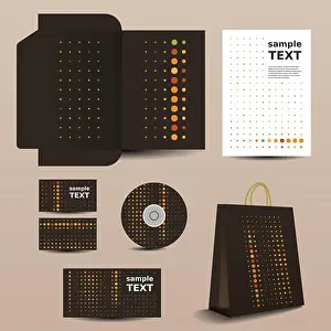 Sticker Prints: Brown Abstract Stationery Template Design and Business Set: Folder
