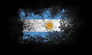 Glory Prints: brush painted flag of Argentina isolated on black background