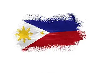 Glory Prints: brush painted flag of Philippines isolated on white background