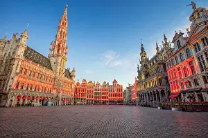 Benelux Prints: Brussels, Belgium. Cityscape image of Brussels with Grand Place at sunrise