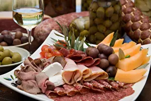Serving Prints: buffet of appetizing antipasto food