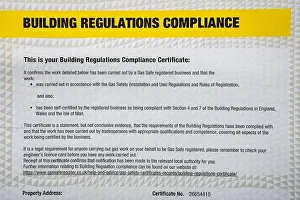Certification Prints: Building Regulations Compliance certificate