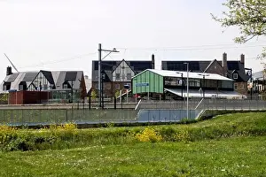 Builings at station Waddinxveen Triangel in same named residential area in the Netherlands