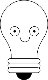 Advance Prints: Bulb light cute cartoon in black and white