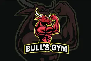 Boxing Prints: Bull Gym Logo Character Design Bodybuilder Posing Muscular Body Vector Sports Mascot