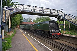 Speeding Prints: Bulleid Light Pacific 34067 Tangmere at speed through Sole Street Station, Kent, UK