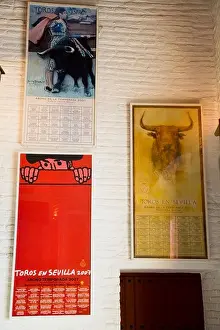 Presents Prints: Bullfighting / bullfight poster / posters for sale in the Sevilla bullring / bull ring gift store / shop