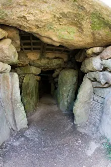 Wiltshire Prints: Burial chambers inside the neolithic chambered long barrow of West Kennet Long Barrow in Wiltshire