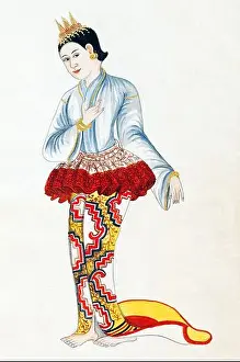 Mandalay Prints: Burma/Myanmar: A dancing girl, Mandalay Court
