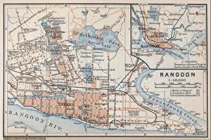 Burma/Myanmar: Map of Rangoon (Yangon) by Ernst Debes (1840-1923) & Henrich Wagner (1846-1921)