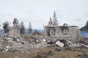 Alberta Prints: burnt church in Jasper, Alberta following 2024 wild fires