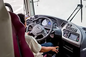 Public Transportation Prints: Bus driver on the road in Vietnam