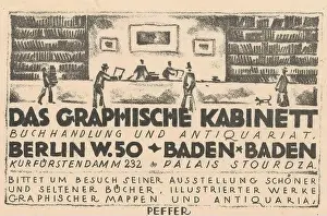 1925 Prints: Business card of bookstore and antiquarian bookshop Das Graphische Kabinett of Israel Ber Neumann in Berlin