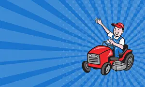 Business Card Prints: Business card Farmer Driving Ride On Mower Tractor