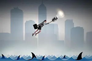 Loan Prints: Business concept with lamp and businessman