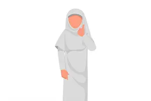 Emirates Prints: Business design drawing happy Arab businesswoman with thumbs up gesture