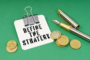 Coaching Prints: Business and finance concept. On a green surface