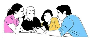 Discuss Prints: Business men and women working together vector