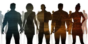 Process Prints: Business Team of Professionals Standing for Career Concept