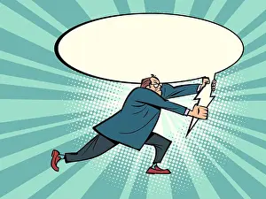 Business Man Prints: businessman with a comic bubble