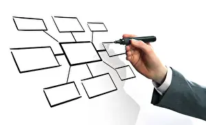 Whiteboard Prints: Businessman drawing empty diagram