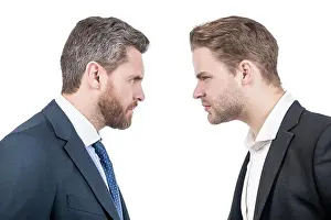 Face To Face Prints: businessmen face to face. disagreed men partners