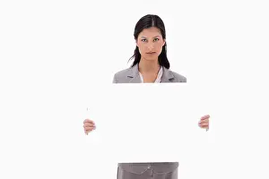 Presenting Prints: Businesswoman with blank sign board