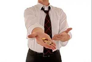 Income Prints: Bussinesmann with coins in his hands