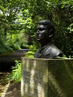 Glade Prints: A bust of the assassinated Irish nationalist leader Michael Collins in Saint Stephens Green Dublin