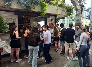 Tel Aviv Prints: A busy café on Sderot Chen in Tel Aviv, Israel