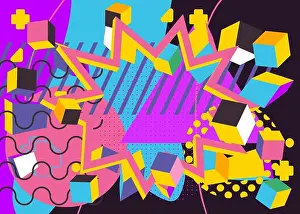 Newsletter Prints: Busy colorful explosion geometric shapes background
