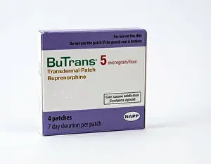 Pain Relief Prints: Butrans (buprenorphine) is an opioid drug used to treat pain. used as a trans dermal patch