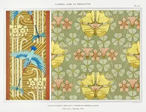 Butterfly-KingFisher-Dragonfly / Illustration from L'animal dans la decoration (1897) by Maurice Pillard Verneuil