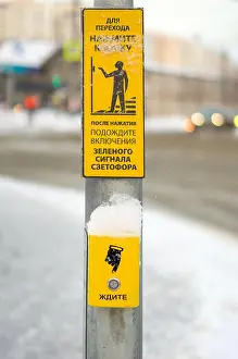 Intersection Prints: A button to turn on the green traffic light to cross the road