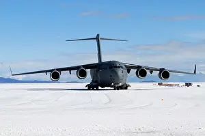 C17 plane supporting US Antarctic Program at Pegasus Airfield McMurdo Station Antarctica