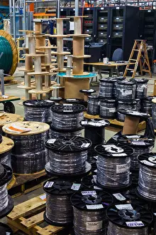 Reel Prints: Many cable drums ready for a large electrical installation