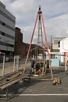 Water Well Prints: A cable percussion borehole drilling rig set up, ready to work