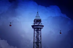 Catalunia Prints: Cablecar Tower in Barcelona, Spain