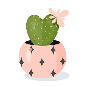 Thorn Prints: Cactus in flower pot. Scandinavian style