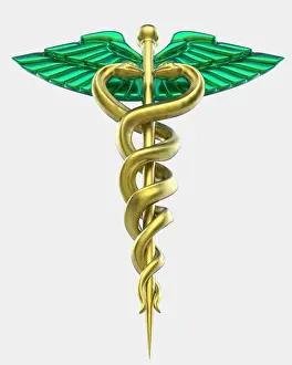 Medicament Prints: Caduceus. Medicine symbol isolated on background
