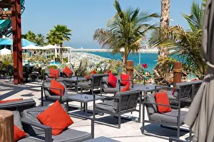 Emirates Prints: Empty cafe on the beach of Dubai