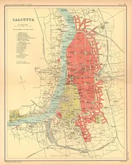Calcutta / Kolkata town city plan. Fort William. British India 1909 old map