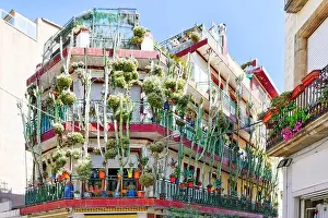 Catalunia Prints: Calella, House with cactus, Costa-Dorada beach, the suburbs of Barcelona, Spain