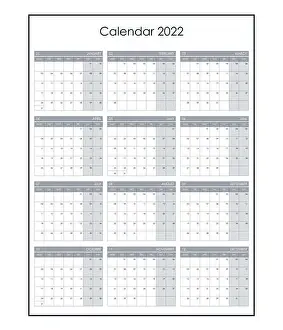 Yearly Prints: Calendar 2022. Wall planner with free space for notes