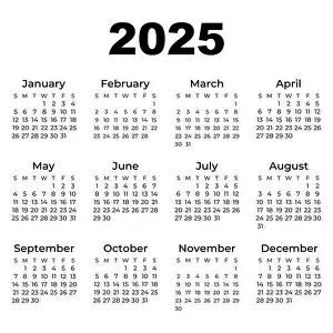 Friday Prints: Calendar for 2025. Quarter calendar template for 2025 year