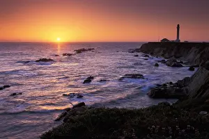 Forceful Prints: California, Point Arena, Point Arena Lighthouse at sunset