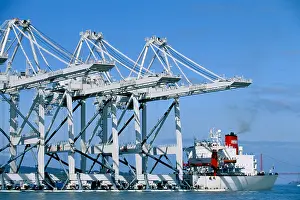 Bay Area Prints: California, San Francisco Bay, Port of Oakland cranes arrive from China