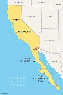 Baja California Sur Prints: The Californias, a region of North America