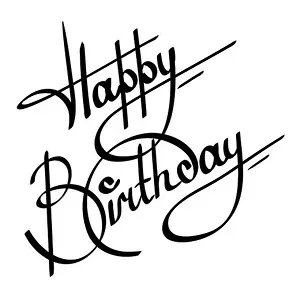 calligraphy happy birthday ornate lettering on white background